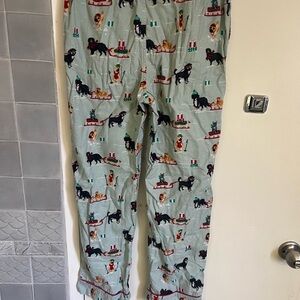 Black and Blue Pajama Pants with Playful Print
